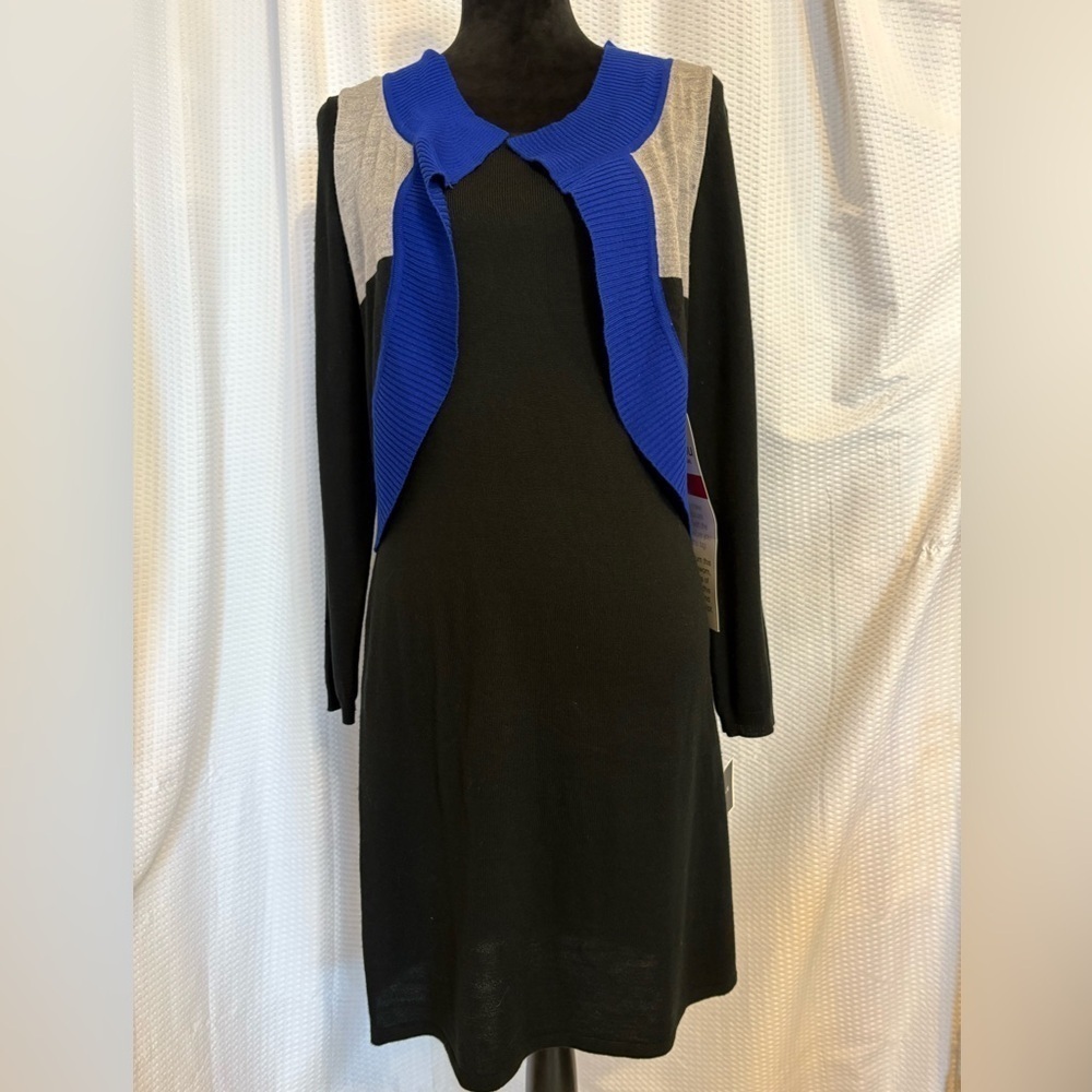 K Studio Collextion black lightweight sweater dress with vest size small NWT